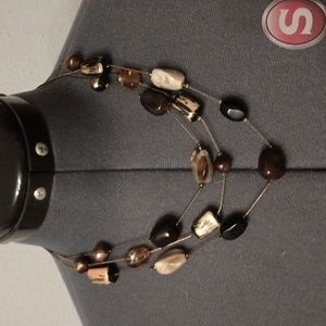 Vintage brown beaded necklace lobster clasp